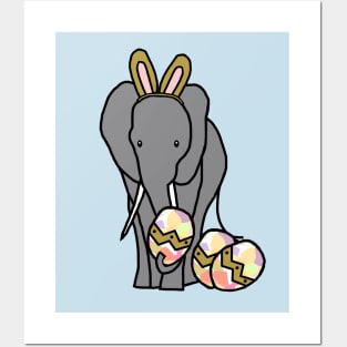 Funny Easter Bunny Ears on an Elephant Posters and Art